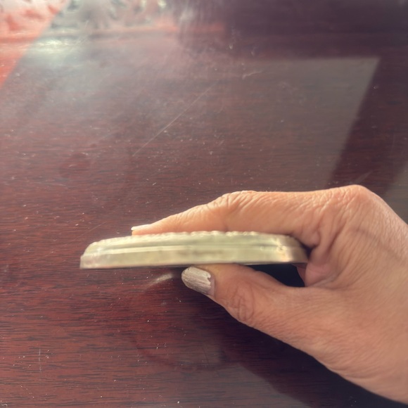 Antique sterling silver repousse gilded age purse mirror - Picture 5 of 5